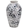 Beliani Vases Vase à Fleurs Blanc Et Bleu Marine 22 Cm -Sablie Vases Soldes vase a fleurs blanc et bleu marine 22 cm