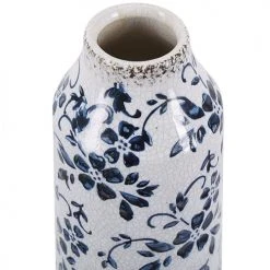 Beliani Vases Vase à Fleurs Blanc Et Bleu Marine 35 Cm -Sablie Vases Soldes vase a fleurs blanc et bleu marine 35 cm 2