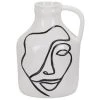 Beliani Vases Vase à Fleurs Blanc Motif Visage 19 Cm -Sablie Vases Soldes vase a fleurs blanc motif visage 19 cm