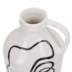 Beliani Vases Vase à Fleurs Blanc Motif Visage 19 Cm -Sablie Vases Soldes vase a fleurs blanc motif visage 19 cm 2