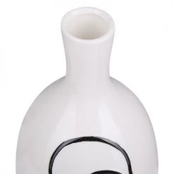 Beliani Vases Vase à Fleurs Blanc Motif Visage 23 Cm -Sablie Vases Soldes vase a fleurs blanc motif visage 23 cm 2