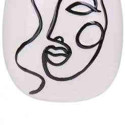Beliani Vases Vase à Fleurs Blanc Motif Visage 23 Cm -Sablie Vases Soldes vase a fleurs blanc motif visage 23 cm 3