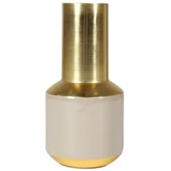 Zago Vases Vase Beige En Fer émaillé Avec Détails En Laiton Malo -Sablie Vases Soldes vase beige en fer emaille avec details en laiton malo 3