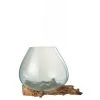 LANADECO Vases Vase Bois/verre Transparent H24,5cm -Sablie Vases Soldes vase bois verre transparent h24 5cm