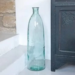 Maison Tilleul Vases Vase Bonbonne XL En Verre Martelé Transparent -Sablie Vases Soldes vase bonbonne xl en verre martele transparent 1