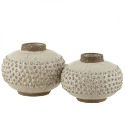 LANADECO Vases Vase Bord Pointu Céramique Blanc/gris -Sablie Vases Soldes vase bord pointu ceramique blanc gris 1