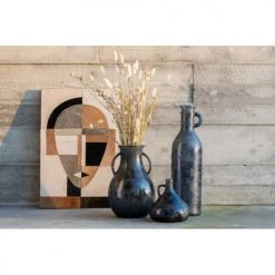 LANADECO Vases Vase Bouteille Avec Anse Verre Gris/bleu H18cm -Sablie Vases Soldes vase bouteille avec anse verre gris bleu h18cm 2