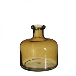 Mica Decorations Vases Vase Bouteille En Verre Jaune H21.5