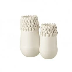 LANADECO Vases Vase Céramique Blanc H33,5cm -Sablie Vases Soldes vase ceramique blanc h33 5cm 1