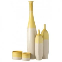 LANADECO Vases Vase Céramique Jaune/blanc H98,5cm -Sablie Vases Soldes vase ceramique jaune blanc h98 5cm 1