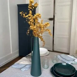 Passage Vernet Vases Vase Conique à Anse En Métal Vert -Sablie Vases Soldes vase conique a anse en metal vert 3