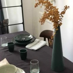 Passage Vernet Vases Vase Conique à Anse En Métal Vert -Sablie Vases Soldes vase conique a anse en metal vert 4