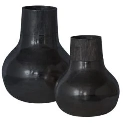 Bepurehome Vases Vase Déco En Métal Vase á Fleurs Noir 46x36x36 -Sablie Vases Soldes vase deco en metal vase a fleurs noir 46x36x36 3