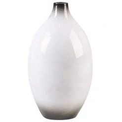 Beliani Vases Vase Décoratif En Terre Cuite Blanc H36