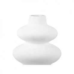 Present Time Vases Vase Double Cercle Petit Modèle Mat Blanc -Sablie Vases Soldes vase double cercle petit modele mat blanc 2