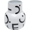Kare Design Vases Vase En Acier Blanc Motifs Noirs H19 -Sablie Vases Soldes vase en acier blanc motifs noirs h19