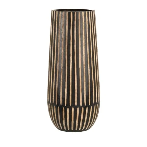 Maisons Du Monde Vases Vase En Bois De Manguier Gravé Noir Et Beige H33 3 Maisons Du Monde Vases Vase En Bois De Manguier Gravé Noir Et Beige H33