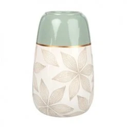 Maisons Du Monde Vases Vase En Céramique écrue Et Vert Amande Motif Floral Gravé H22
