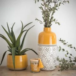 Sablie Vases Soldes -Sablie Vases Soldes vase en ceramique jaune a motifs h30 1000 14 39 173346 2