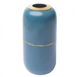 Zago Vases Vase En Fer émaillé Bleu Et Doré