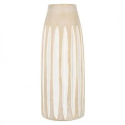 Maisons Du Monde Vases Vase En Grès Beige Et Lignes Verticales Blanches H33
