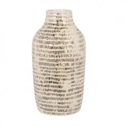 Maisons Du Monde Vases Vase En Grès Blanc Strié Noir H27