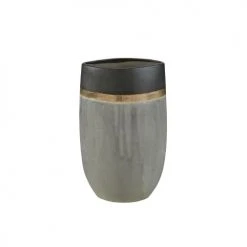 Maisons Du Monde Vases Vase En Grès Gris Anthracite, Gris Souris Et Doré H67