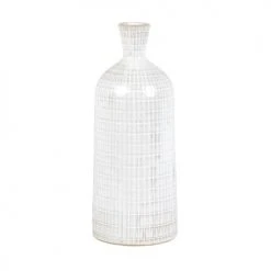 Maisons Du Monde Vases Vase En Grès Gris Et Blanc Motifs Graphiques H28