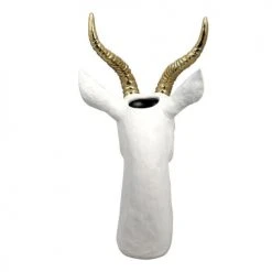 Now’s Home Vases Vase En Résine Blanc Et Or -Sablie Vases Soldes vase en resine blanc et or 3