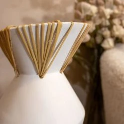 Now’s Home Vases Vase En Résine Et Rotin Blanc H37cm -Sablie Vases Soldes vase en resine et rotin blanc h37cm 3