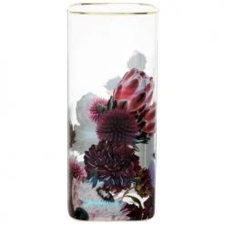 Maisons Du Monde Vases Vase En Verre Fumé à Motif Floral Violet Et Rose H23