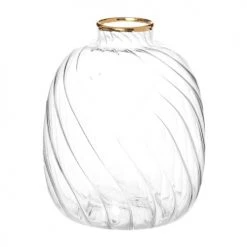 Maisons Du Monde Vases Vase En Verre Strié Et Doré H11 - Lot De 2