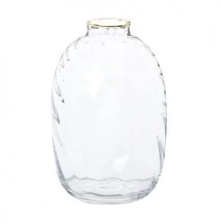 Maisons Du Monde Vases Vase En Verre Transparent Et Bandeau Doré H15