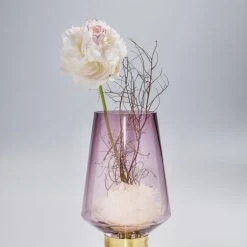 Kare Design Vases Vase En Verre Violet Et Acier Doré H26 -Sablie Vases Soldes vase en verre violet et acier dore h26 3