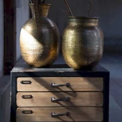 Dutchbone Vases Vase Et Pot En Métal Doré -Sablie Vases Soldes vase et pot en metal dore 4