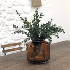 Maison Tilleul Vases Vase Façon Bonbonnière Facetté Marron -Sablie Vases Soldes vase facon bonbonniere facette marron 3