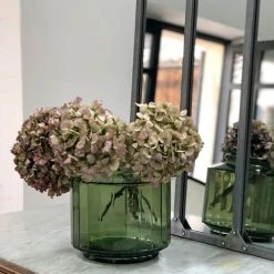 Maison Tilleul Vases Vase Façon Bonbonnière Facetté Vert -Sablie Vases Soldes vase facon bonbonniere facette vert 4