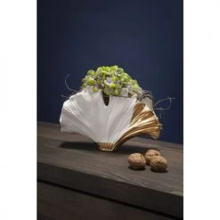 Kare Design Vases Vase Feuille De Ginkgo En Grès Blanc Et Doré H18 -Sablie Vases Soldes vase feuille de ginkgo en gres blanc et dore h18 2