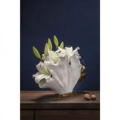 Kare Design Vases Vase Feuille De Ginkgo En Grès Blanc Et Doré H45 -Sablie Vases Soldes vase feuille de ginkgo en gres blanc et dore h45 2