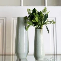 Maison Tilleul Vases Vase Fuselé En Céramique - GM Vert -Sablie Vases Soldes vase fusele en ceramique gm vert 4