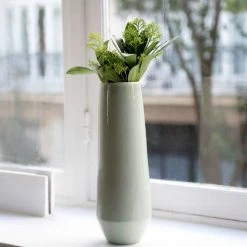 Maison Tilleul Vases Vase Fuselé En Céramique - PM Vert -Sablie Vases Soldes vase fusele en ceramique pm vert 2