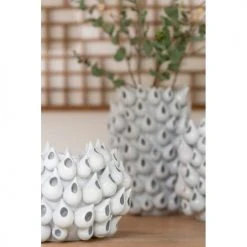 LANADECO Vases Vase Haut Céramique Blanc H32cm -Sablie Vases Soldes vase haut ceramique blanc h32cm 1