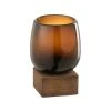 LANADECO Vases Vase Haut Sur Pied En Bois Et Verre Marron H14cm -Sablie Vases Soldes vase haut sur pied en bois et verre marron h14cm