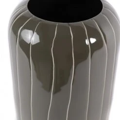 Zago Vases Vase Moderne Design Métal émaillé Gris Foncé Rayé Beige H 26 Cm -Sablie Vases Soldes vase moderne design metal emaille gris fonce raye beige h 26 cm 3