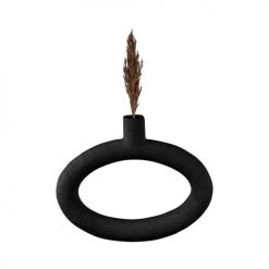 Present Time Vases Vase Oval Wide Résine Noir -Sablie Vases Soldes vase oval wide resine noir 3