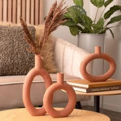 Present Time Vases Vase Ring Rond Résine Terracotta -Sablie Vases Soldes vase ring rond resine terracotta 4