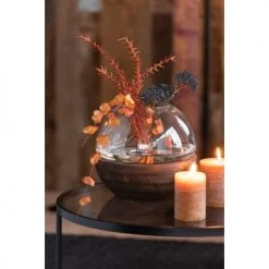 LANADECO Vases Vase Rond Bois/verre Marron Foncé H22,5cm -Sablie Vases Soldes vase rond bois verre marron fonce h22 5cm 3