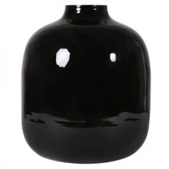 Zago Vases Vase Rond En Fer émaillé Noir H37cm
