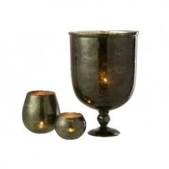 LANADECO Vases Vase Sur Pied Rond Verre Vert H45cm -Sablie Vases Soldes vase sur pied rond verre vert h45cm 4