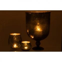 LANADECO Vases Vase Sur Pied Rond Verre Vert H45cm -Sablie Vases Soldes vase sur pied rond verre vert h45cm 5